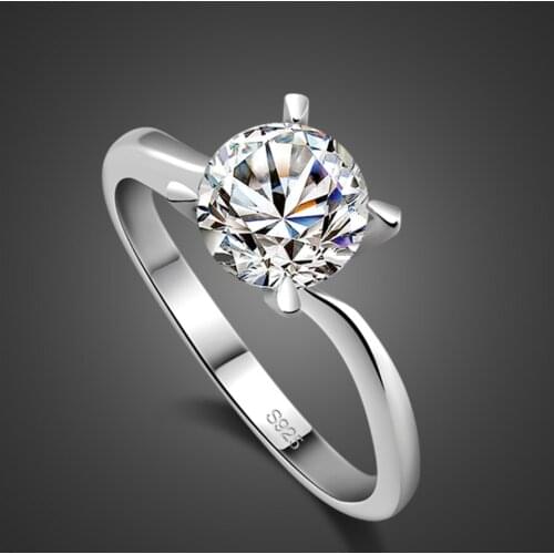 Genuine 100% 925 Silver Rings For Women Simple Design Fashion Jewelry Wedding Engagement 5A Zircon Ring Accessory Gift