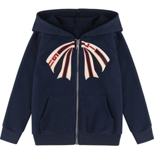 Girls Jackets Bowknot Girls Hoodies Zipper Sweatshirt Baby Children Clothing Girl Spring Autumn Jacket Coat Kids Hood Outwear