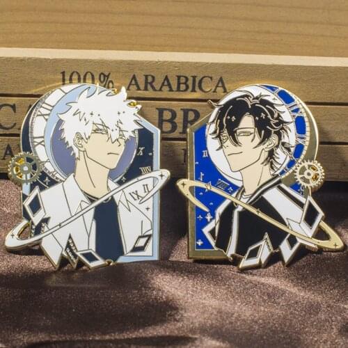 2 Designs Anime Link Click Shiguang Daili Ren Metal Badge Cheng Xiaoshi, Lu Guang Button Brooch Pins Cosplay Gift