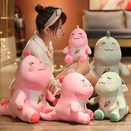 Soft Plush Ice Cream Dinosaur Toy Cartoon Animal Pink/Green Dinosaur With Wings Stuffed Doll Bedroom Decor Valentines Gift