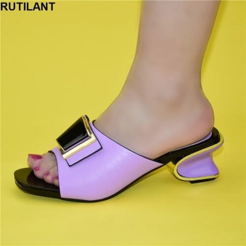 New Fashion Purple Color Wedding Shoes for Women Simple Party Prom Summer Sandals Italian High Heels Autumn Slipper for Wedding