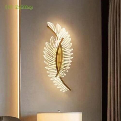 New Leaf Design Brass LED Wall Lights For Living Room Bedroom Aisle Gold Copper Surface Mount Sconce 110V 220V Light Fixtures