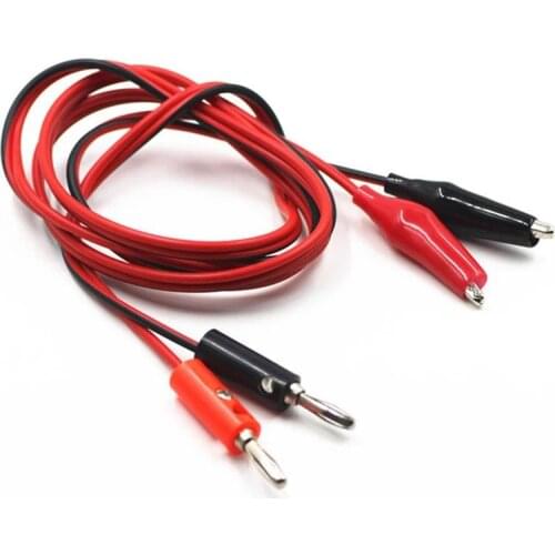 Wholesale 1Pcs 1meter Red and Black Alligator Testing Cord Lead Clip to Banana Plug for Multimeter Test 2 plugs to 2 clips