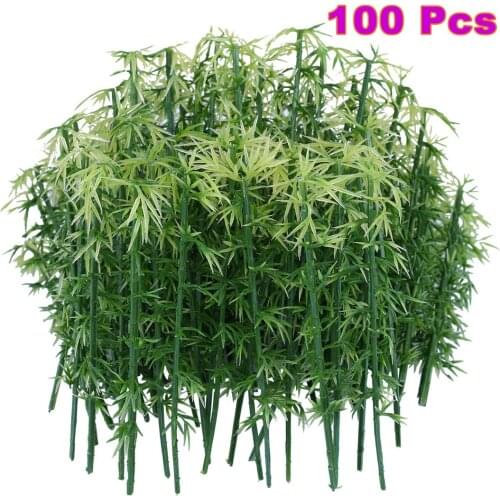 100Pcs 6cm/8cm/ 10CM Plastic Model Bamboo For DIY Train Architecture Sand Table Miniatures Landscape Decor