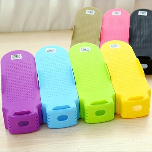 Plastic simple adjustable one-piece double layer shoes small shoe storage hanger shoe care emperorship economic type