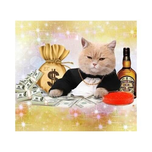 Full Drill Square Diamond 5D DIY Diamond Painting"Cat head portrait"Diamond Embroidery Cross Stitch Rhinestone Mosaic Painting