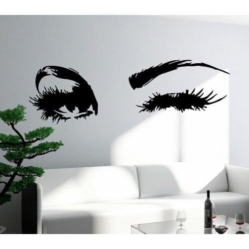 POOMOO Wall Decals Wall Vinyl Sticker Decal Sexy Girls Face Wink Beautiful Eyes Salon Spa