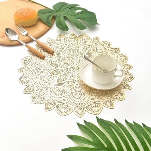 PVC Placemat Peacock Tail Hot Gold Hazel Solid Color Simple Style Christmas Table Decoration