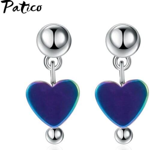 Romantic Heart Fresh Drop Earrings for Women Girl Genuine 925 Sterling Silver Fashion Korean Holiday Jewelry Anniversary Gift
