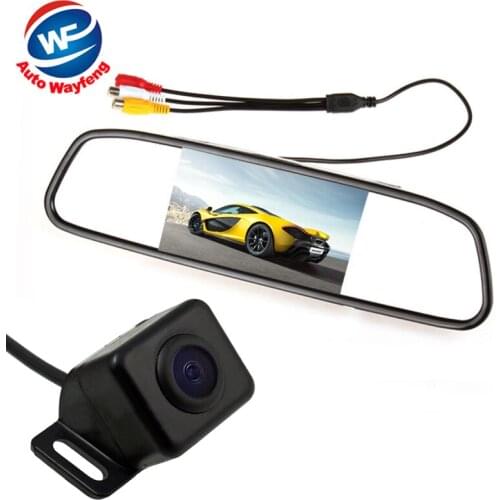 Auto Parking Assistance System 2 in 1 4.3 Digital TFT LCD Mirror Car Parking Monitor + 170 Degrees Mini Car Rear view Camera