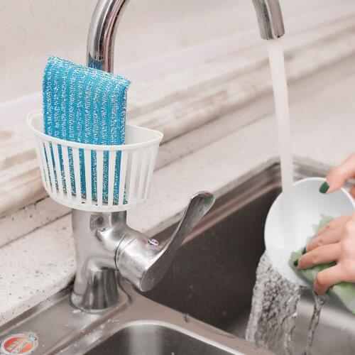 Sink Drain Basket Water Pipe Card Slot Sponge Storage Rack Debris Plastic Hanging Sponge Storage Basket Rack Kitchen Supplies