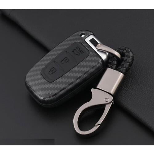 Carbon Fiber silicone car key case cover For Hyundai Solaris HB20 Veloster SR IX35 Accent Elantra i30 For KIA RIO K2 K3 Sportage