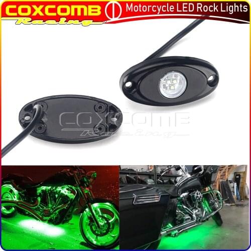 Universal Motorcycle Oval Rock Light LED Rock Glow Accent Lighting Kit For Honda Harley Suzuki 12V/24V Daytime Running Lights