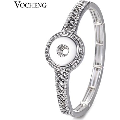 Vocheng Ginger Snap Jewelry Elastic Bracelet with Crystal for 18mm Snap Charms Button Jewelry NN-635