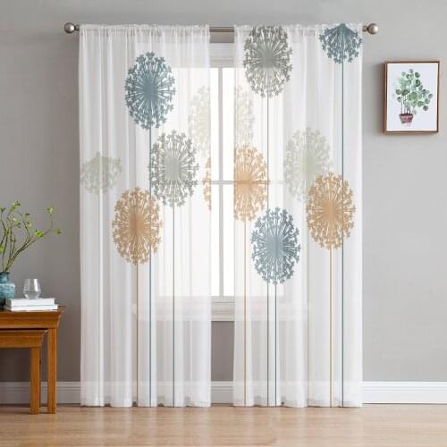 Plant Dandelion Flowers Art Voile Curtains for Living Room Window Treatment Sheer Curtains for Bedroom Kitchen Drapes