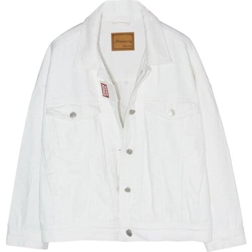 Vintage White Denim Coat Women Clothes 2021 Spring Autumn Loose Short Single-Breasted Jeans Jacket Ladies Casual Outerwear G670