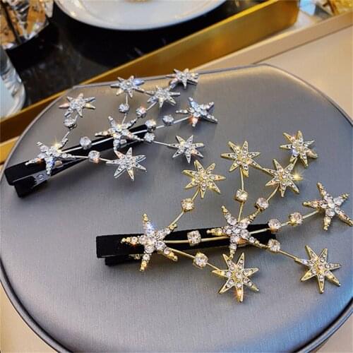Women Luxury Elegant Shining Full five-pointed star Gold Hair Clips Sweet Hair Ornament Headband Hairpin Fashion Hair Accessorie