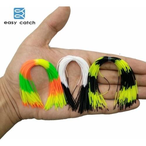 Easy Catch 10pcs Mixed Color Fishing Rubber Jig Skirts 50 Strands Silicone Skirts Wire Fly Tying Rubber Material