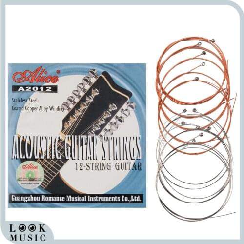 Alice A2012 12-String Guitar String 12pcs Stainless Steel Core Coated Copper Alloy Wound for Acoustic Folk Guitar Durable String