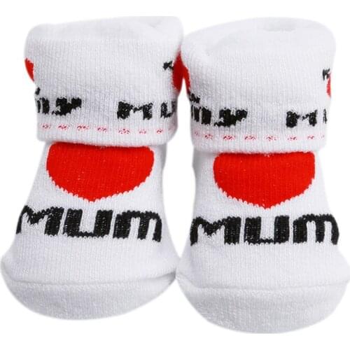 2020 New Baby Socks Rubber Slip-resistant Floor Socks Love Dad Love Mum Cute Cartoon Kids Socks For Girls Boys JK994604