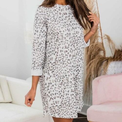 2021 New Fashion Spring Autumn Woman Clothes Printing Dress Long Sleeve Leopard Round Neck Dresses Fashion Women Sexy Party Dres