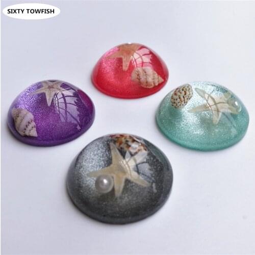 5 pcs/lot Conch Resin Diameter 25mm Round 6 Colors Cabochon Domes Flat back beads Jewelry Finding Cameo Pendant Settings S1001