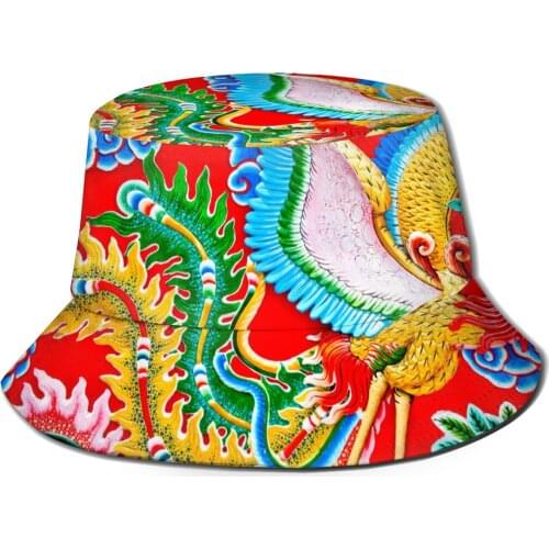 CINESSD 2021 New Fishermans Hat Unisex Fashion Bob Cap Chinese Phoenix Hip Hop Gorros Panama Windproof outdoor Bucket Hat