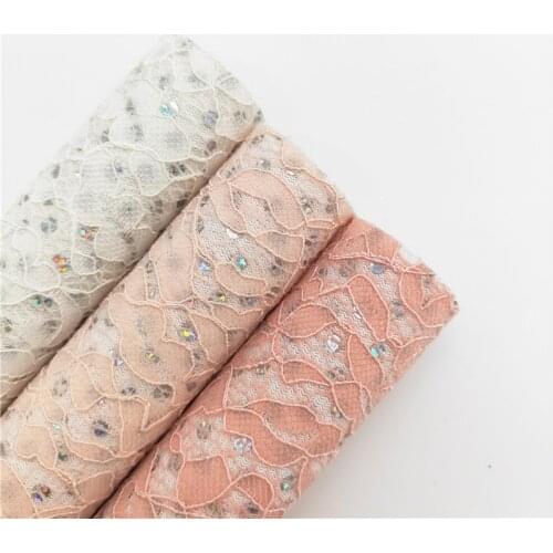 Lace Glitter Fabric Sheets for Bows DIY A4 SIZE R209