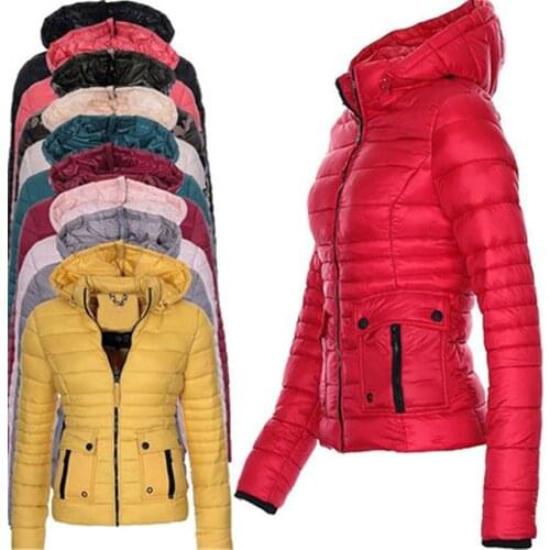 2021 Winter Fashion New Short Hooded Long Sleeve Zipper Slim Lightweight Warm Cotton Jacket Women Trendy 031