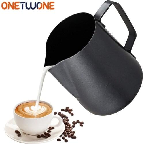 Stainless Steeel Milk Frothing Pitcher, 350ml Black Rainbow Coffee Milk Mugs, Coffee Milk Steaming Frothing for Barista