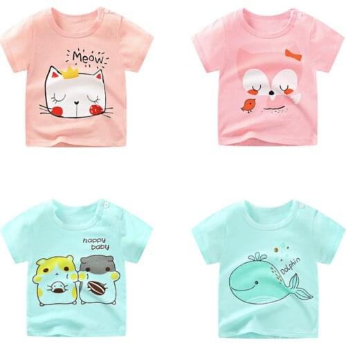 Cute pattern summer cotton baby t-shirts toddler girls and boys short sleeves clothing unisex children Top tees