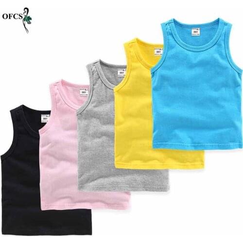 Summer Children T-shirt Retail Solid Color Girls Shirts 2-12T Child Tops For Boys Cotton Kids Vest Tees School Toddler Outerwear