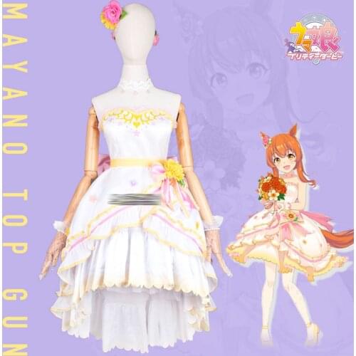 Mayano Top Gun Cosplay Beautiful white wedding dress Anime Pretty Derby2 Women Fluffy Cake Wedding dress Costume
