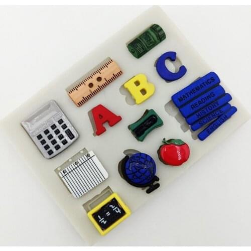 Minsunbak Cake Tools Globe Ruler Calculator Silicone Mold Apple English Alphabet Fondant Chocolate Baking Tool Sugarcraft