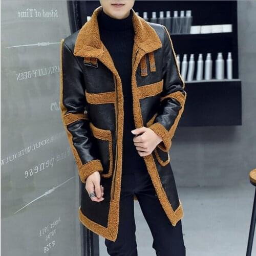 2021 men clothing hair stylist GD fashion Autumn Winter medium length fur coat thick leather jacket singer costumes