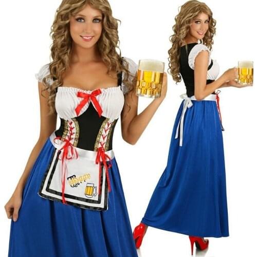 FREE SHIPPING 2015 New Arrival Fancy German Beer Maid Costume Women Sexy Beer Oktoberfest Cosplay Costume