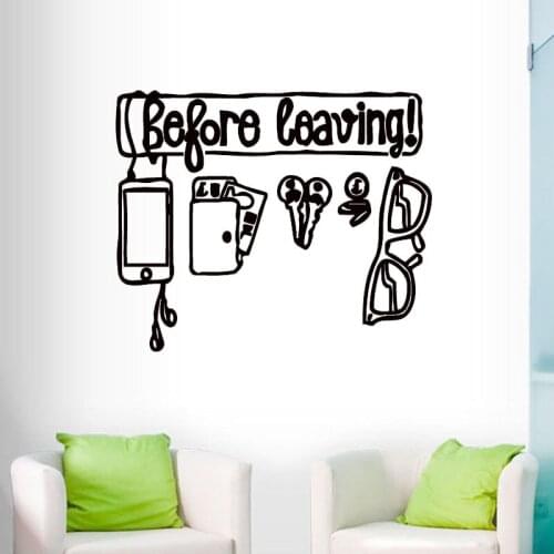 Before Leaving Don'T Forget Keys Sun Glasses Wall Decals Home Decor Door Window Art New Design Wall Sticker Removable Wallpaper
