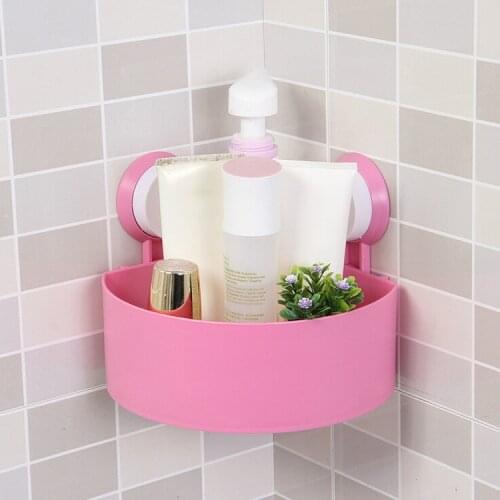 Plastic Suction Cup Bathroom Kitchen Corner Storage Rack Organizer Shower Shelf Washroom Organizer Storage Holder