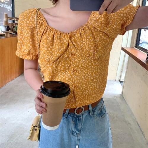 Sweet Women tops New Summer Autumn Korean fashion Ruched Ruffles blouse Casual Chic Short Sleeve Shirt blusa feminina 2021