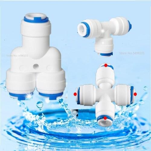 RO Water Quick Fitting 3 Way Tee 1/4" 3/8" OD Hose Connection 3/8" BSP Male Thread Plastic Pipe Coupling Reverse Osmosis System
