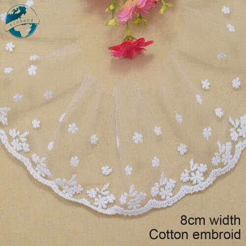 8cm width Cotton embroid lace sewing ribbon guipure lace fabric trim warp knitting DIY Garment Accessories african lace#3330