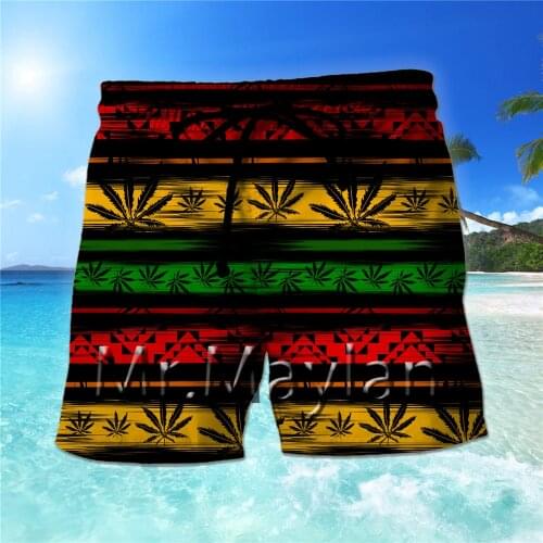 2020 Summer Men Board Shorts 3D Print hemp leaf weed Fashion Mens Bermuda Beach Shorts Black Trousers Plus Size 6XL Quick Dry