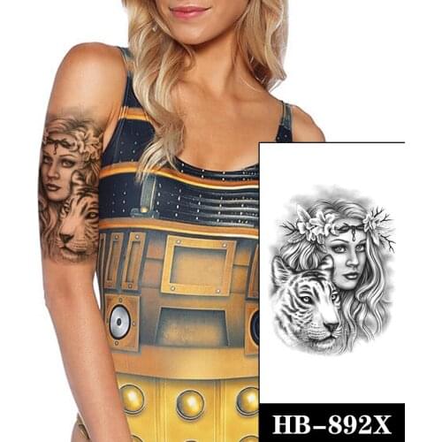 Waterproof Temporary Tattoo Stickers Realistic Tiger Girl Butterfly Flowers Fake Tattoos Flash Tatoos Arm Body Art for Women Men