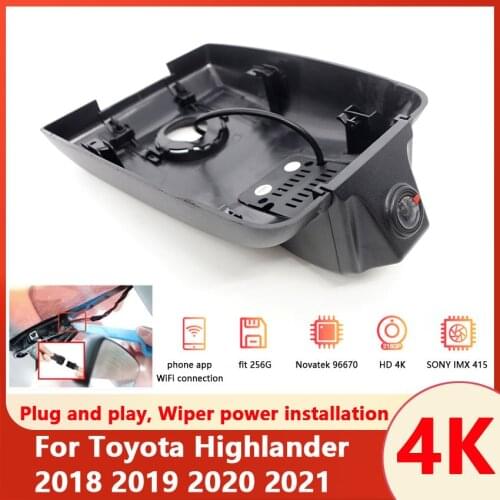 Car Driving Recorder Easy to install For Toyota Highlander 2018 2019 2020 2021 Wifi Video Recorder Dash Cam Camera Full hd 2160P