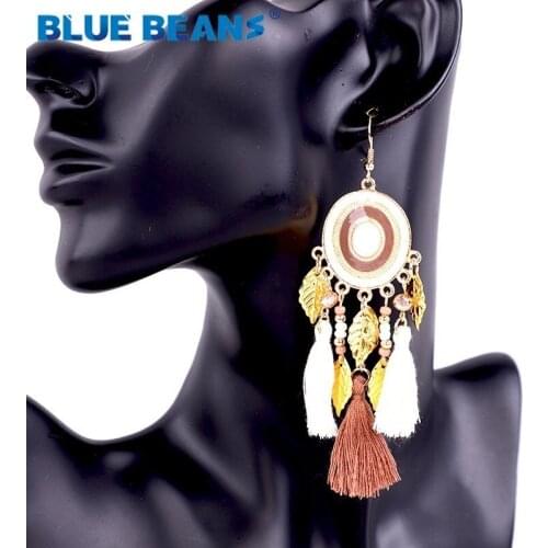 Tassel earrings for women bohemian trendy statement luxury long earring handmade gifts geometric fringe fashion drop statement