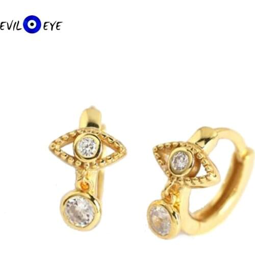 EVIL EYE 925 Sterling Silver Turkish Evil Eye Hoop Earrings Gold Silver Color Small Earrings for Women Girls Fine Jewelry ES40