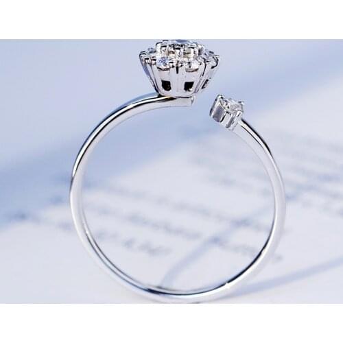 18k AU750 White Gold 0.25ctw Real Diamond Engagement Ring Prong Setting Halo Style For Women