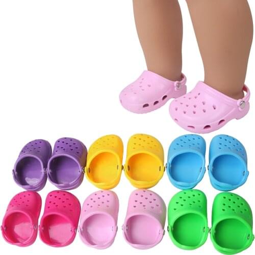 18 Inch American Doll Girls Summer Beach Sandals Slippers Shoes Born Baby Toys Accessories Fit 43 Cm Boy Dolls Gift E13