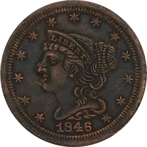 1846 United States of America Dollar Half Cent Collectibles Red Copper Copy Coin