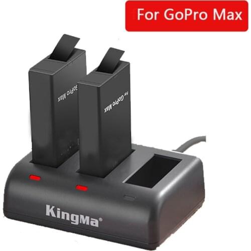 Go Pro 2PCS 1400mAh Battery + Type-c port Charger for Gopro Hero Max action 360 Panoramic camera Accessories